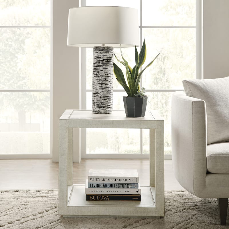 Hooker Furniture Cascade 26" Square Casual Luxury Open Concept End - Pebble Beach Burlap