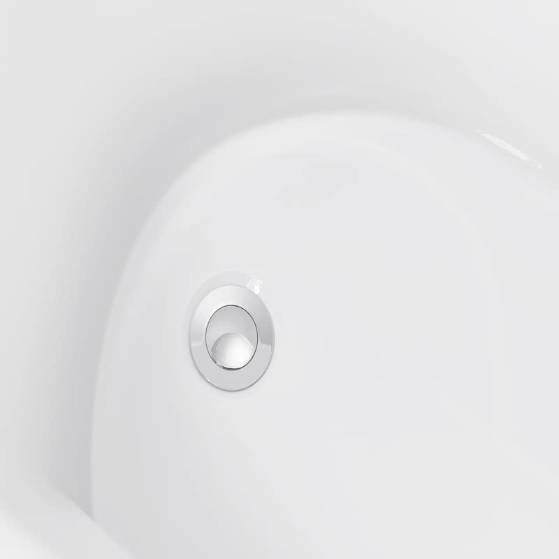 61 Inch Acrylic Freestanding Soaking Bathtub in White with Overflow and Drain