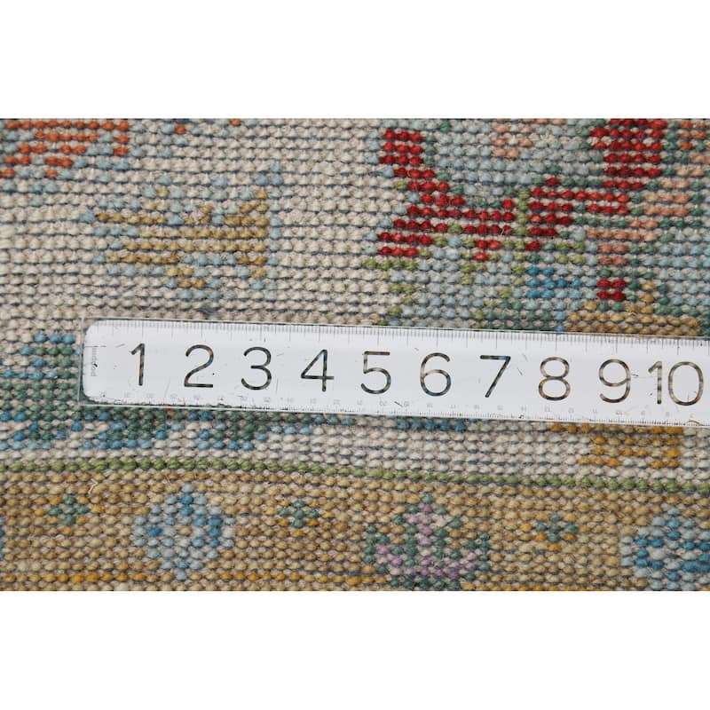 Light Blue Oushak Indian Area Rug Hand-Knotted Wool Carpet - 7'11"x 9'7"