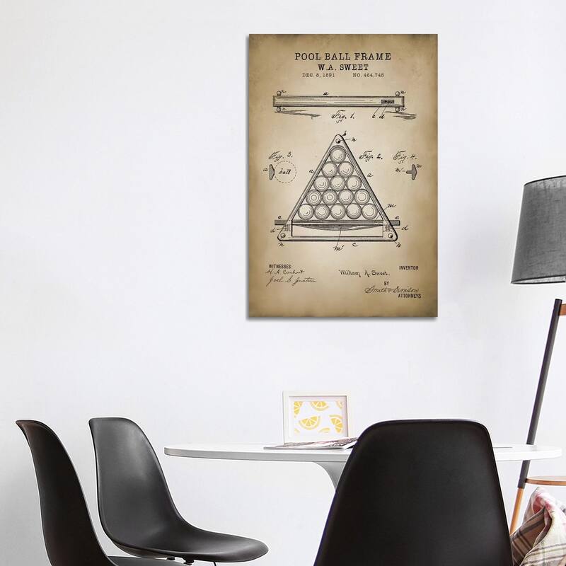 iCanvas "Billiard III" by PatentPrintStore Canvas Print - 40x26x1.5
