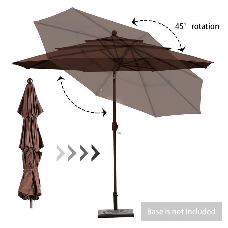 Aoodor Patio Umbrella 10 ft. for Dining Table Outdoor Market Yard Use 3 Tier Ventilation (Umbrella only)