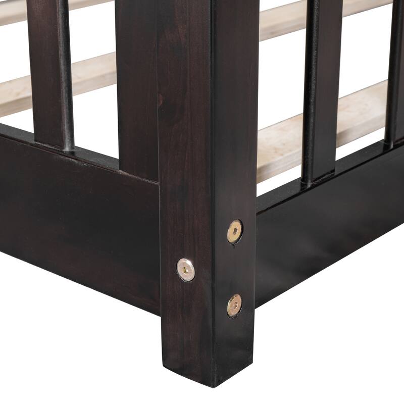 Twin Floor Platform Bed with Fence without Door