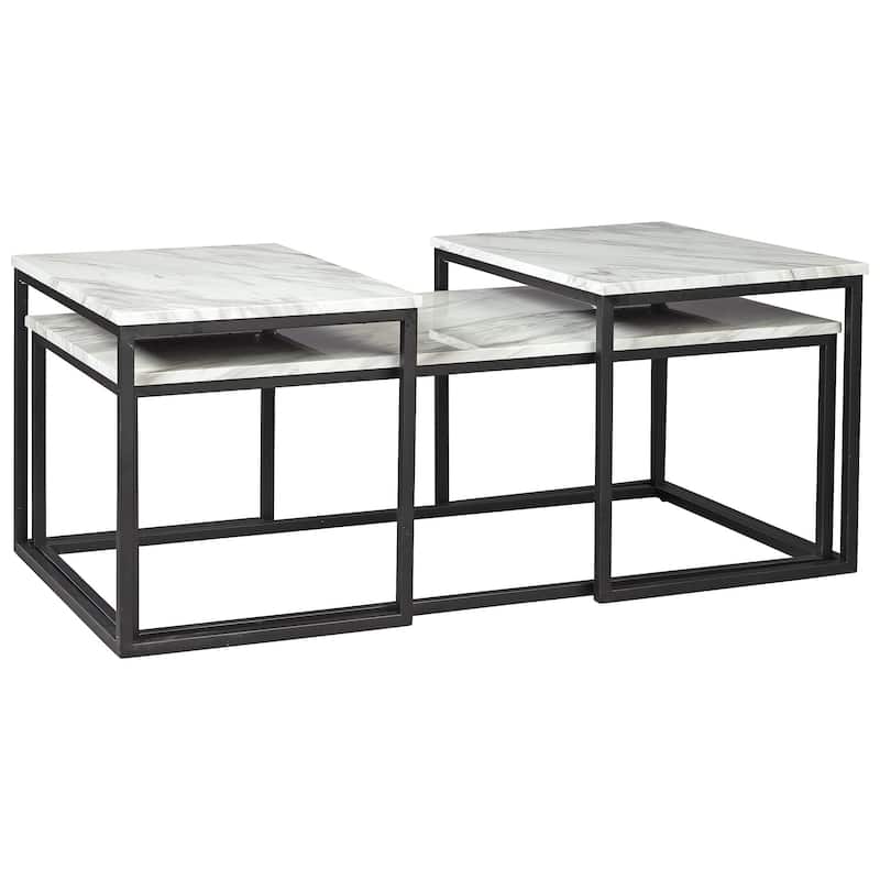 Donnesta Contemporary Gray/Black 3-Piece Occasional Table Set - 46"W x 22"D x 16"H
