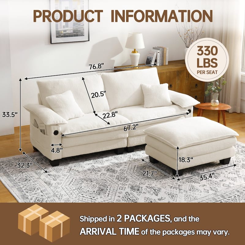 Living Room Furniture Sets, Modular Sectional Sofa Set with Ottoman for Living Room, Convertible Sofa Couch