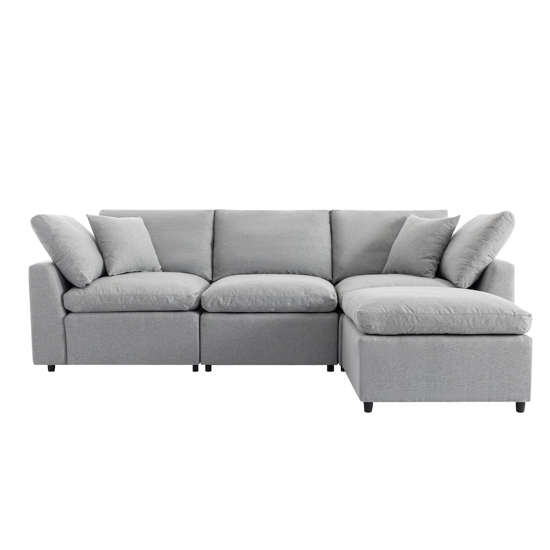 L Shaped Down Filled Upholstery Convertible Sectional Sofa, Couch with Reversible Chaise