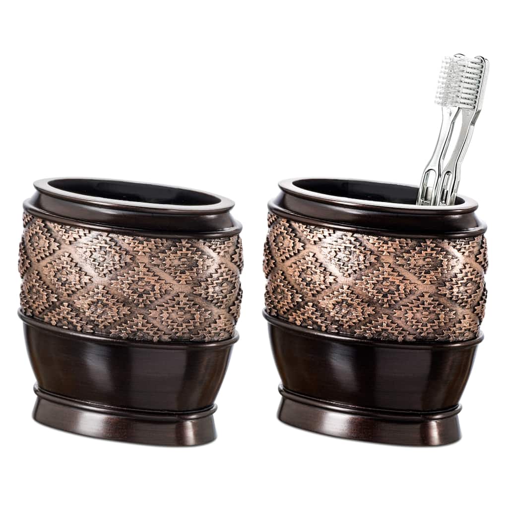 Creative Scents Dublin Brown Toothbrush Holders Set of 2 - 2 Pack
