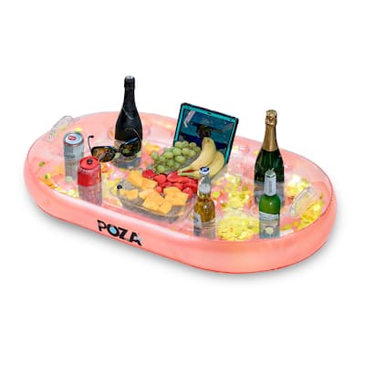POZA Inflatable Rose Gold Floating Cooler with Sparkly Confetti - 39×23 Inch