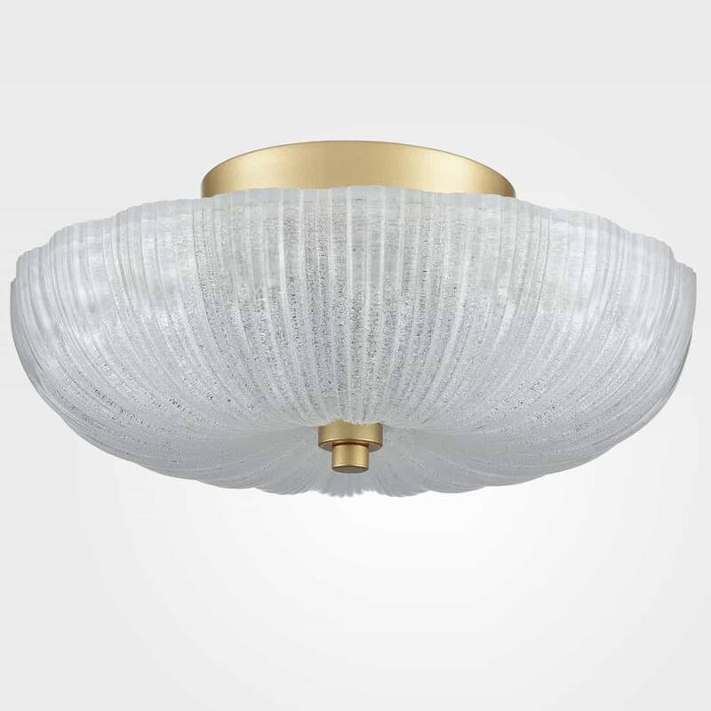 Arusa Modern Ceiling Light W/ 12 Inch Fine Sand Glass Shade, 3-Bulbs