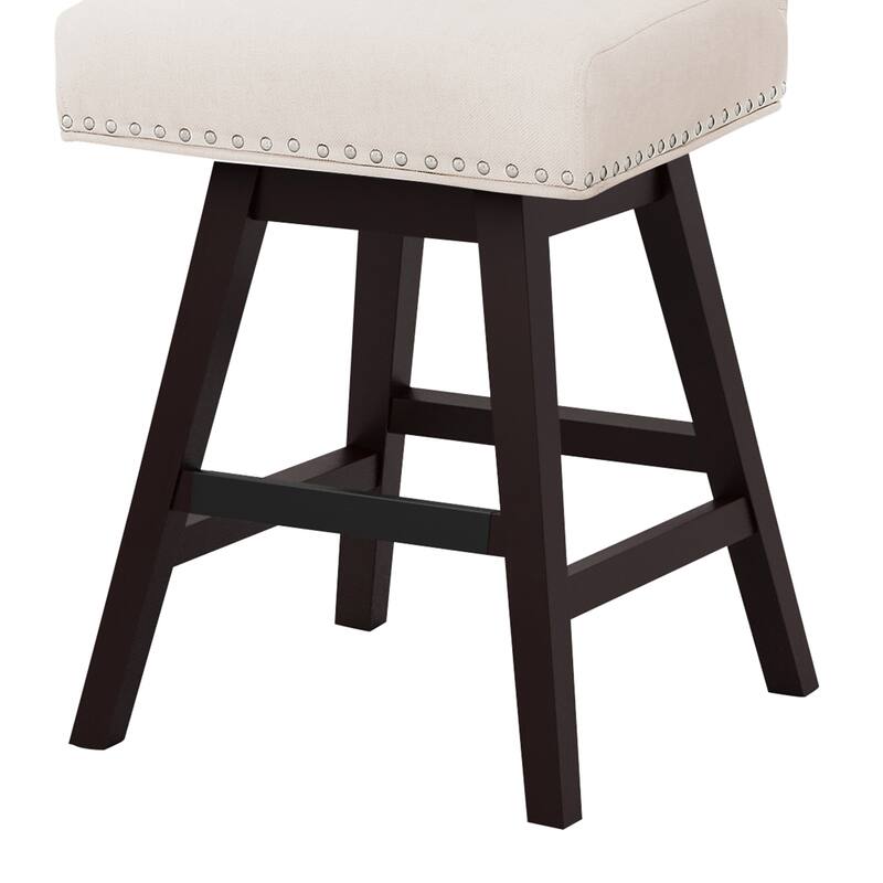 26 in. Set of 3 Upholstered Bar Stools Counter Height Barstool 360° Swivel with Curved Backrest, Armless Stool