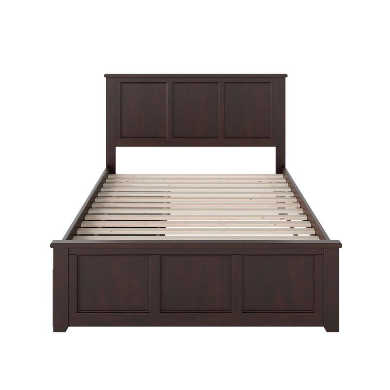 Madison Full Platform Bed with Footboard and 2 Bed Drawers in Espresso