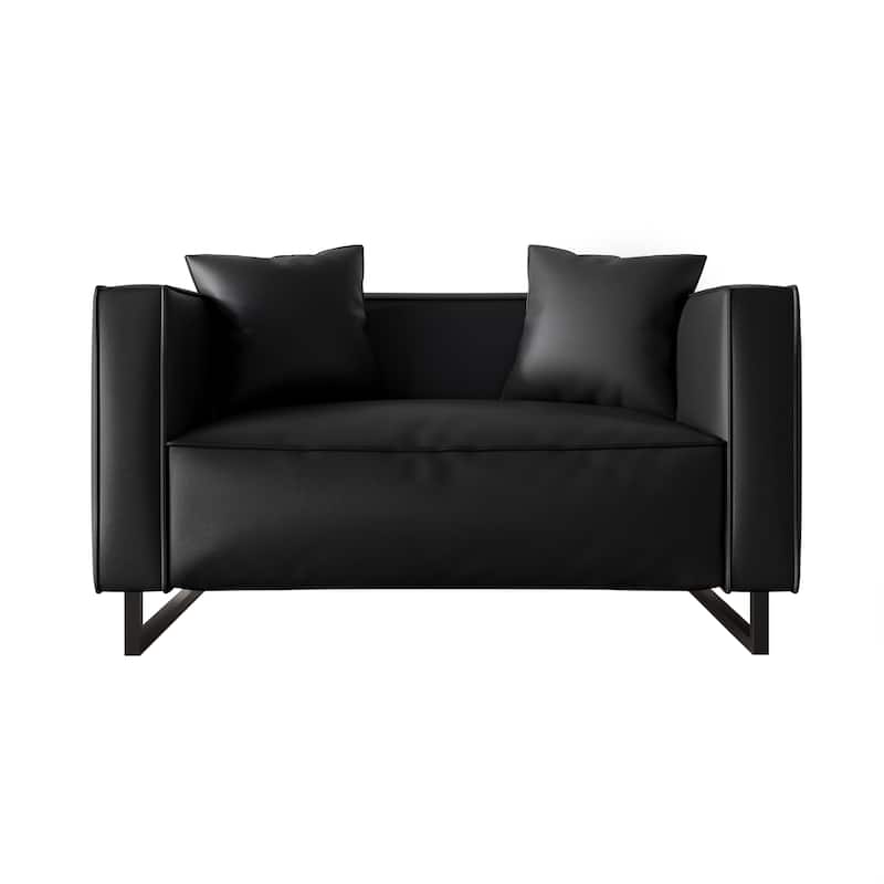 CraftPorch Mid Century Modern Upholstered Loveseat - Black