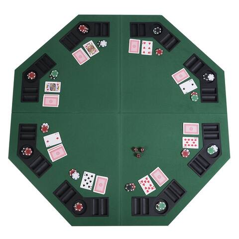 Costway 48" Green Octagon 8 Player Four Fold Folding Poker Table Top &