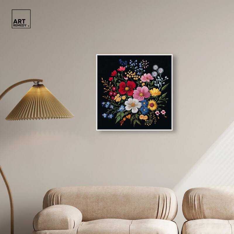 Midnight Wildflower Weave Canvas by Art Remedy