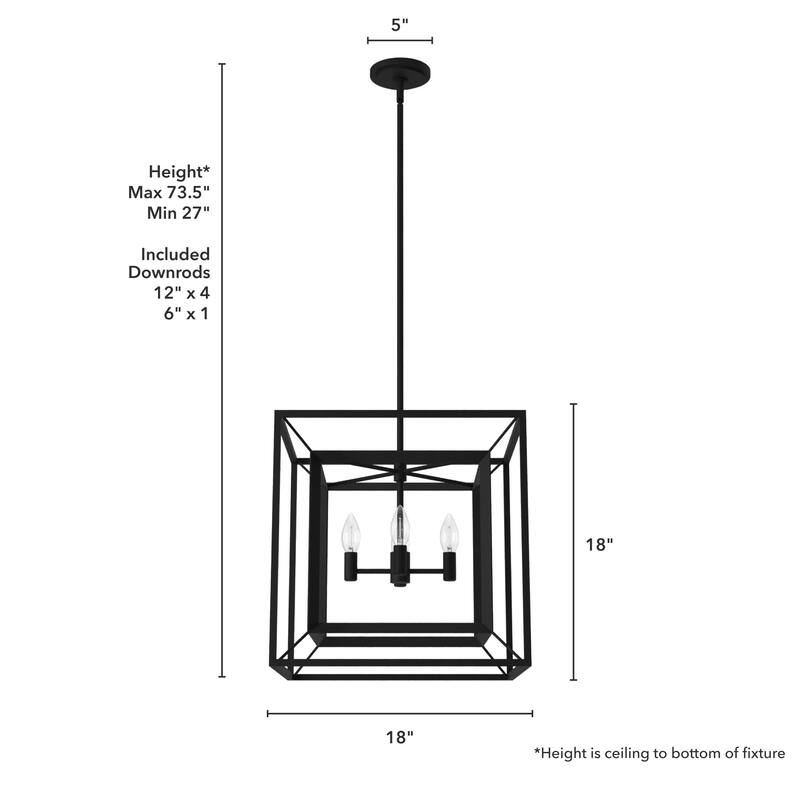 Hunter 18" Doherty 4-Light Chandelier - Entry, Kitchen Island, Dining Room - Industrial, Caged, Contemporary