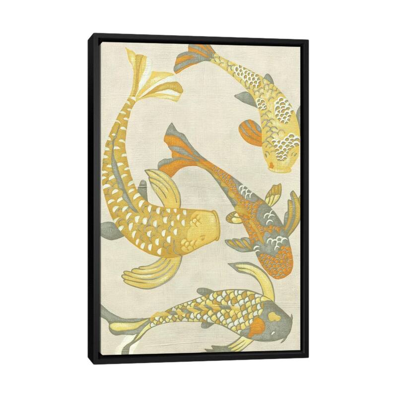 iCanvas "Golden Koi I" by Chariklia Zarris Framed Canvas Print - Black - 48x32