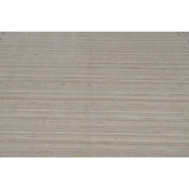 Hand Knotted Oriental 100% Wool Carpet Tribal Animal Pictorial Beige & Ivories Gabbeh Area Rug - 9' 11'' X 8' 1''