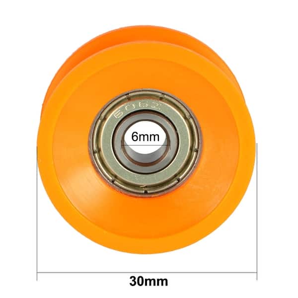 V Groove Guide Bearing Pulley Rail Ball Wheel Orange 6x30x13mm 2pcs