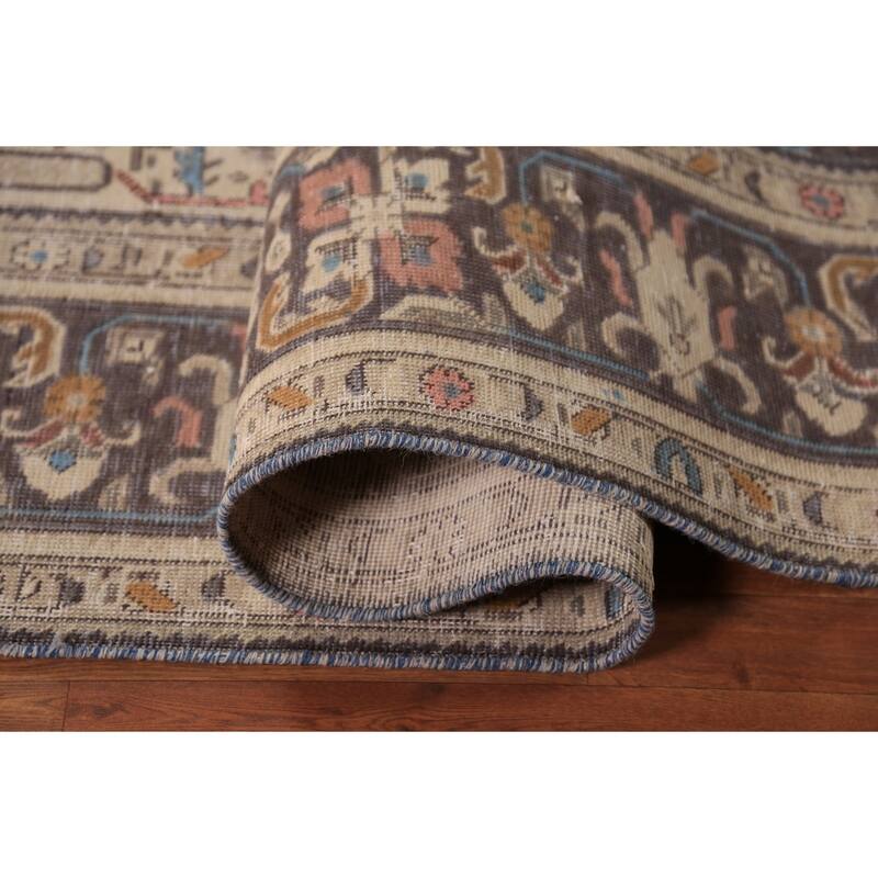 Geometric Tabriz Persian Rug Handmade Beige Oriental Wool Carpet - 8'4"x 11'0"