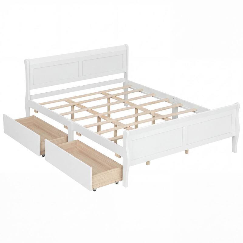 Costway Twin Size Bed Frame with 2 Storage Drawers Wood Platform Bed