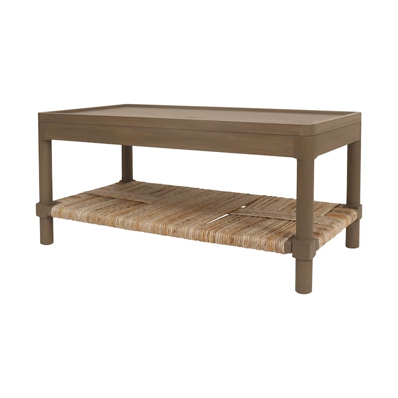 Asher Wood Tray Top Coffee Table with Rush Shelf by East at Main