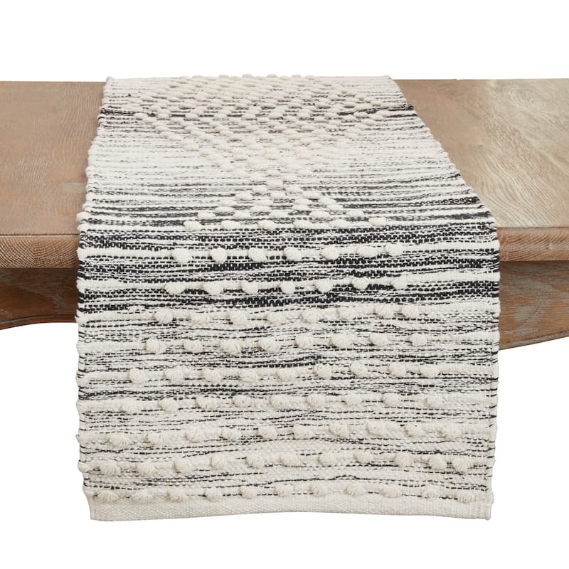 Artisan Woven Stripe Diamond Table Runner - 16"x72" - Black