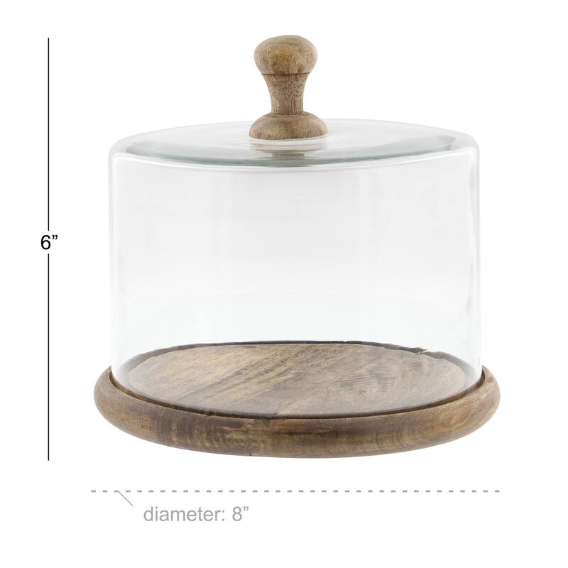 Brown Glass Cake Stand with Glass Lid - 8 x 8 x 6 Round