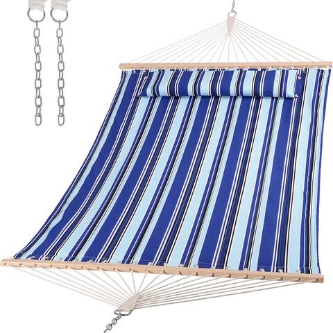 78'' Quilted 2 Person Hammock Beach Swing with Spreader Bars&Pillow