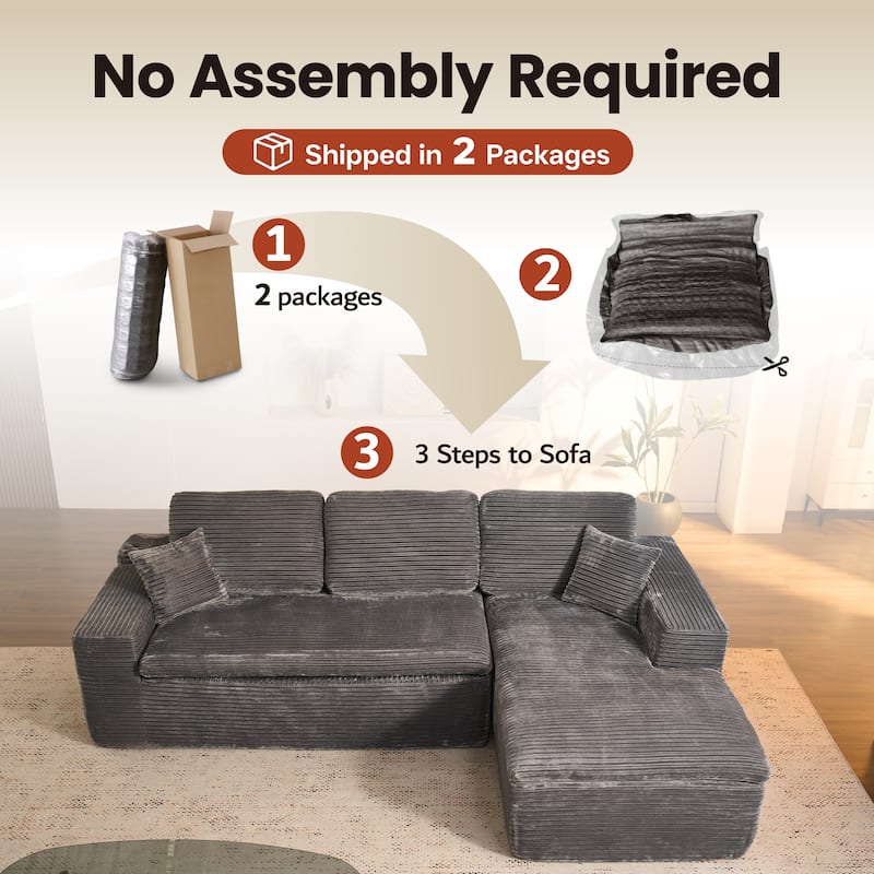OVIOS No-Assembly L-Shaped Chaise Sofa