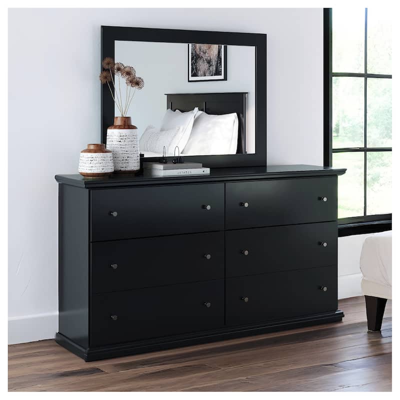 Signature Design by Ashley Maribel Black Dresser and Mirror - 6-drawer - Black
