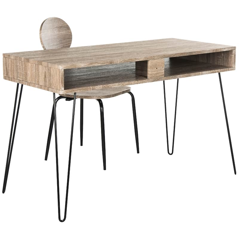 SAFAVIEH Jacquelin 47" Retro Grey / Black Writing Desk + Chair
