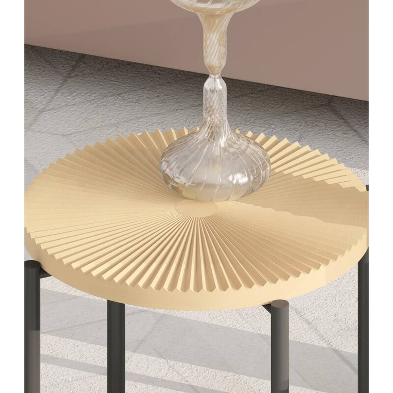2-Piece Coffee and End Table Set - Waterproof MDF with PVC Cover, Distressed Cylindrical Design