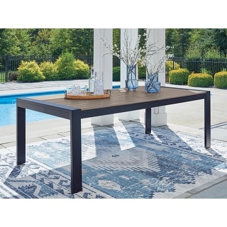 Signature Design by Ashley Mabry Shores Navy Blue/Brown Outdoor Dining Table - 88"W x 42"D x 29"H