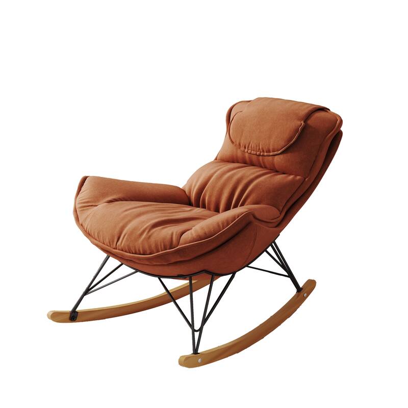Velvet Rocking Chair with Removable Cushion and 300lb Capacity