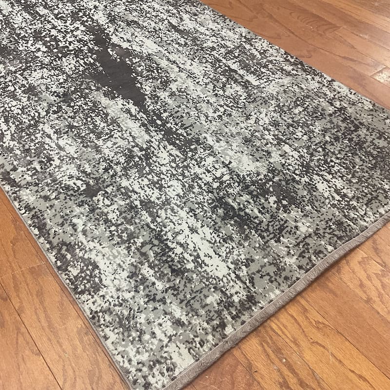 HERAT ORIENTAL Turkish Modern Erased Design Wool & Silk Runner - 2'7" x 9'10"