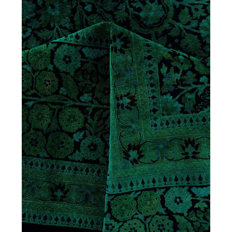 Overdyed One-of-a-Kind Hand-Knotted Area Rug - Green - 12' 0" x 18' 7"