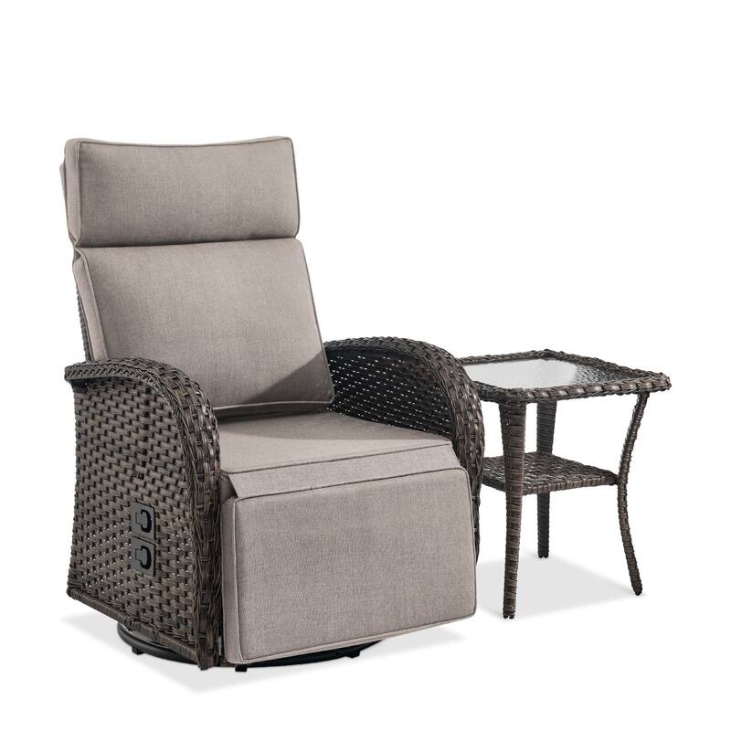 Pocassy Lounge Chair Swivel Reclining Chair with Adjustable Backrest