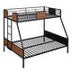 preview thumbnail 7 of 11, Brown Twin over Full Metal Bunk Bed with Safety Rail, Built-in Ladder