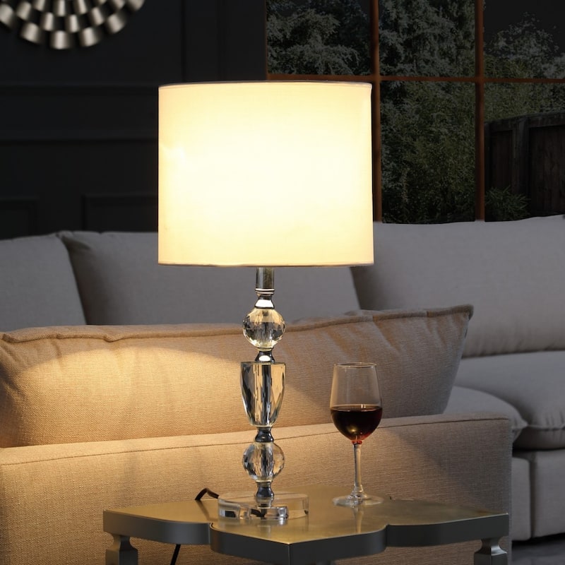 24 Inch Faux Crystal and Metal Table Lamp for Office and Living Room - 11.50" x 11.50" x 23.50"