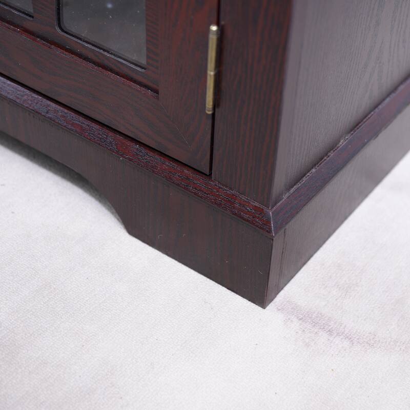 Sideboard Cabinet with 3 Tempered Glass Doors, Buffet Cabinet with Adjustable Shelf, Freestanding Wooden Storage Cabinet