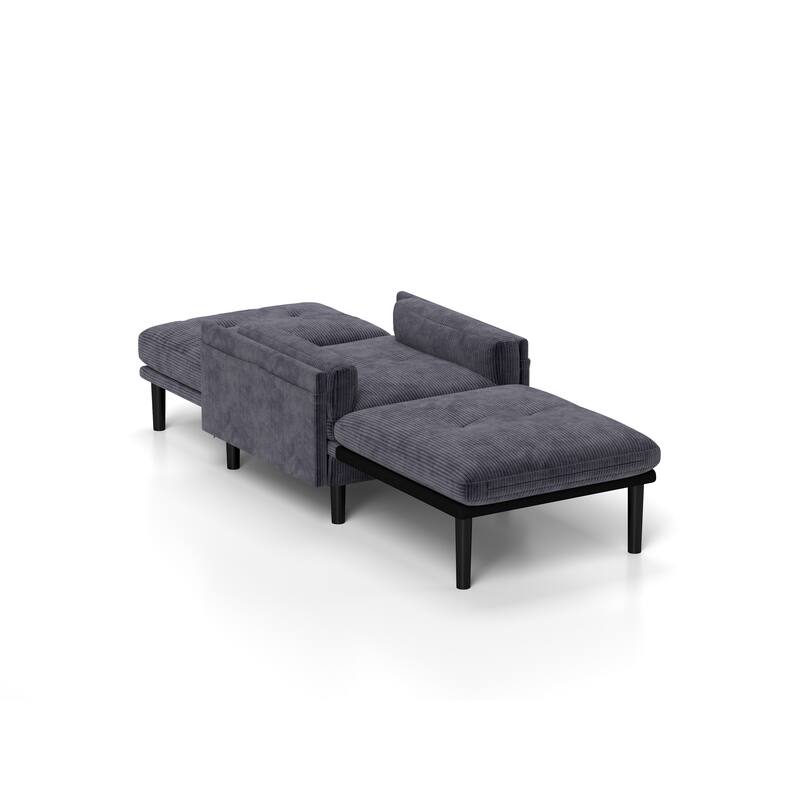 Corduroy Convertible Sofa, Ergonomic Lounge Chair and Bed