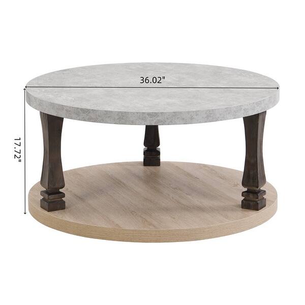 Mid-Century 2-Tier Round Coffee Table with Storage Shelf - Bed Bath ...