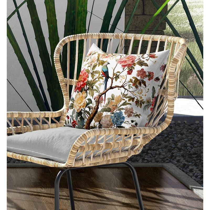 Bloom Bower Bliss Faux Suede Pillow With Removable Cover in Red Pink Blue