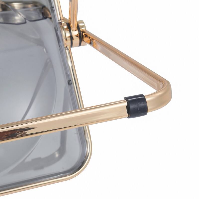 Lawrence Modern Foldable Transparent Acrylic Folding Dining Chair with Accent Gold Chrome Frame for Home Living and Dining Room