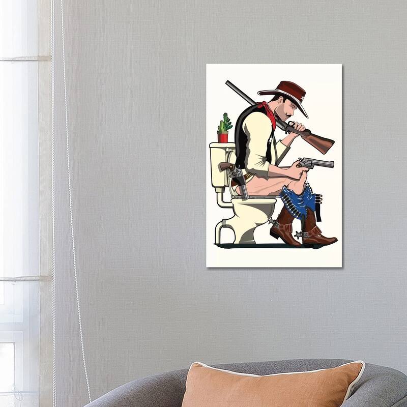 iCanvas "Cowboy On The Toilet" by WyattDesign Canvas Print - 26x18x1.5