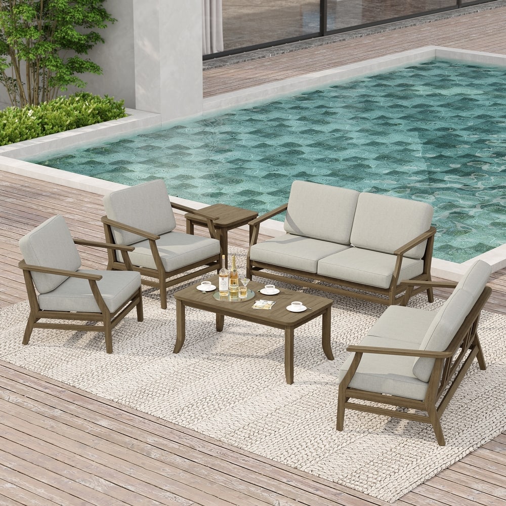 Large Outdoor Conversation Set with Patio Chairs, Loveseat, Tables