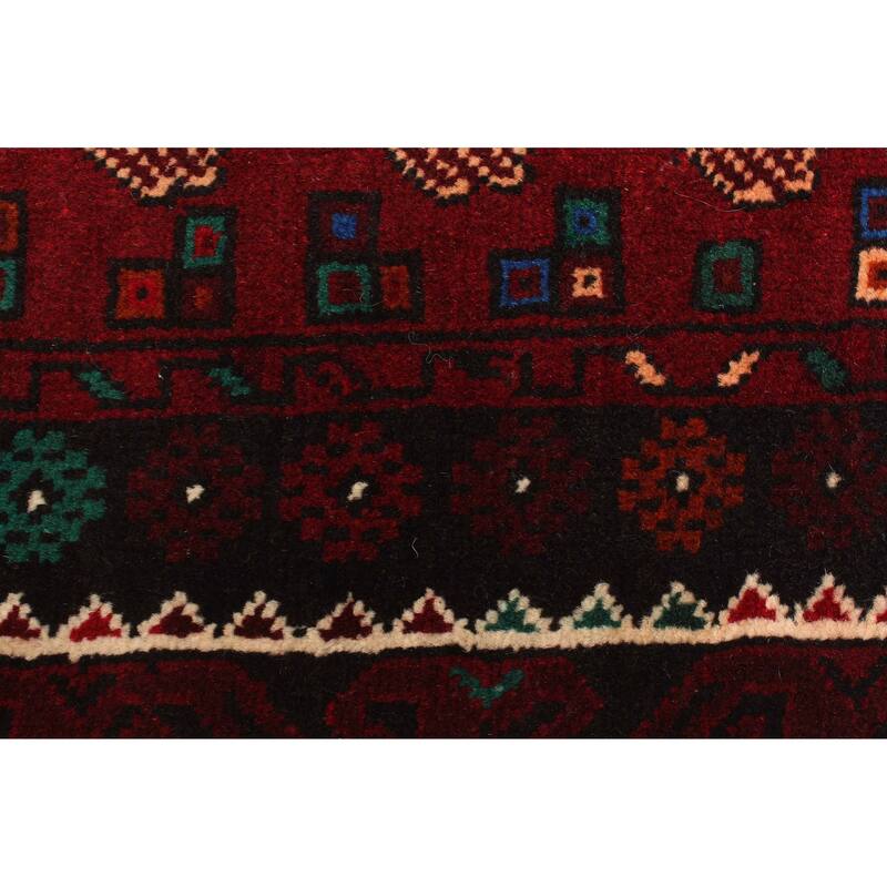 ECARPETGALLERY Hand-knotted Teimani Dark Red Wool Rug - 2'9 x 3'10