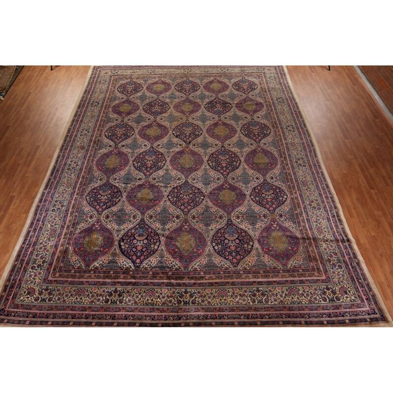 Vegetable Dye Kerman Persian Large Rug Handmade Wool Carpet - 13'3" x 17'3"