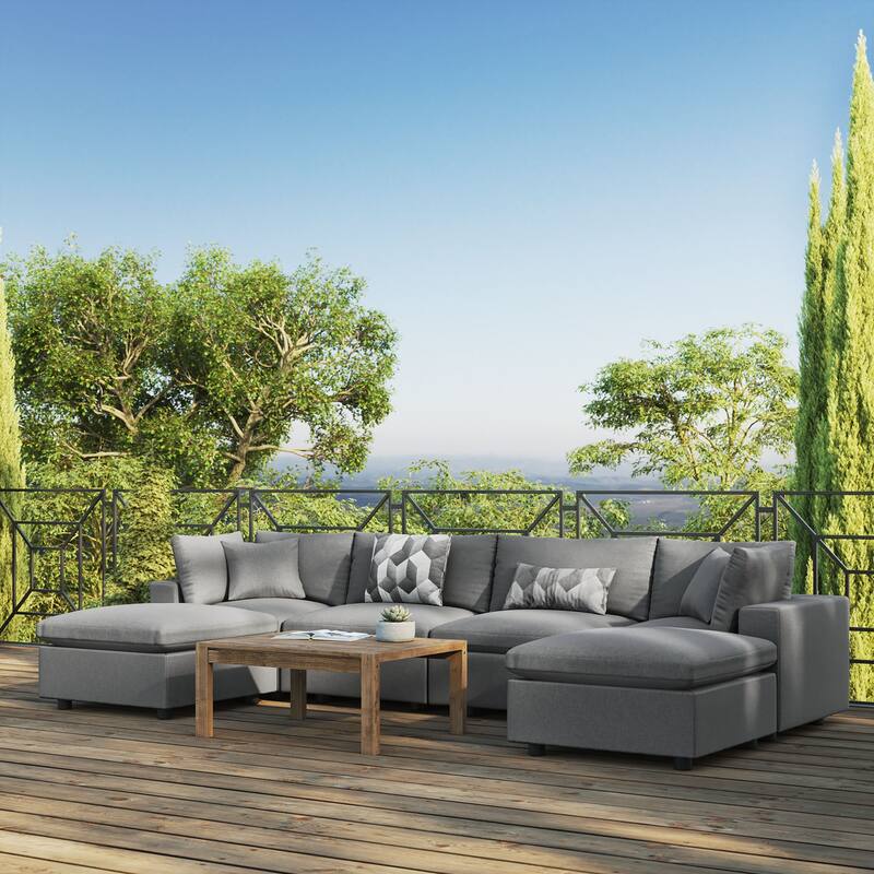 Commix 6-Piece Outdoor Patio Sectional Sofa - Charcoal