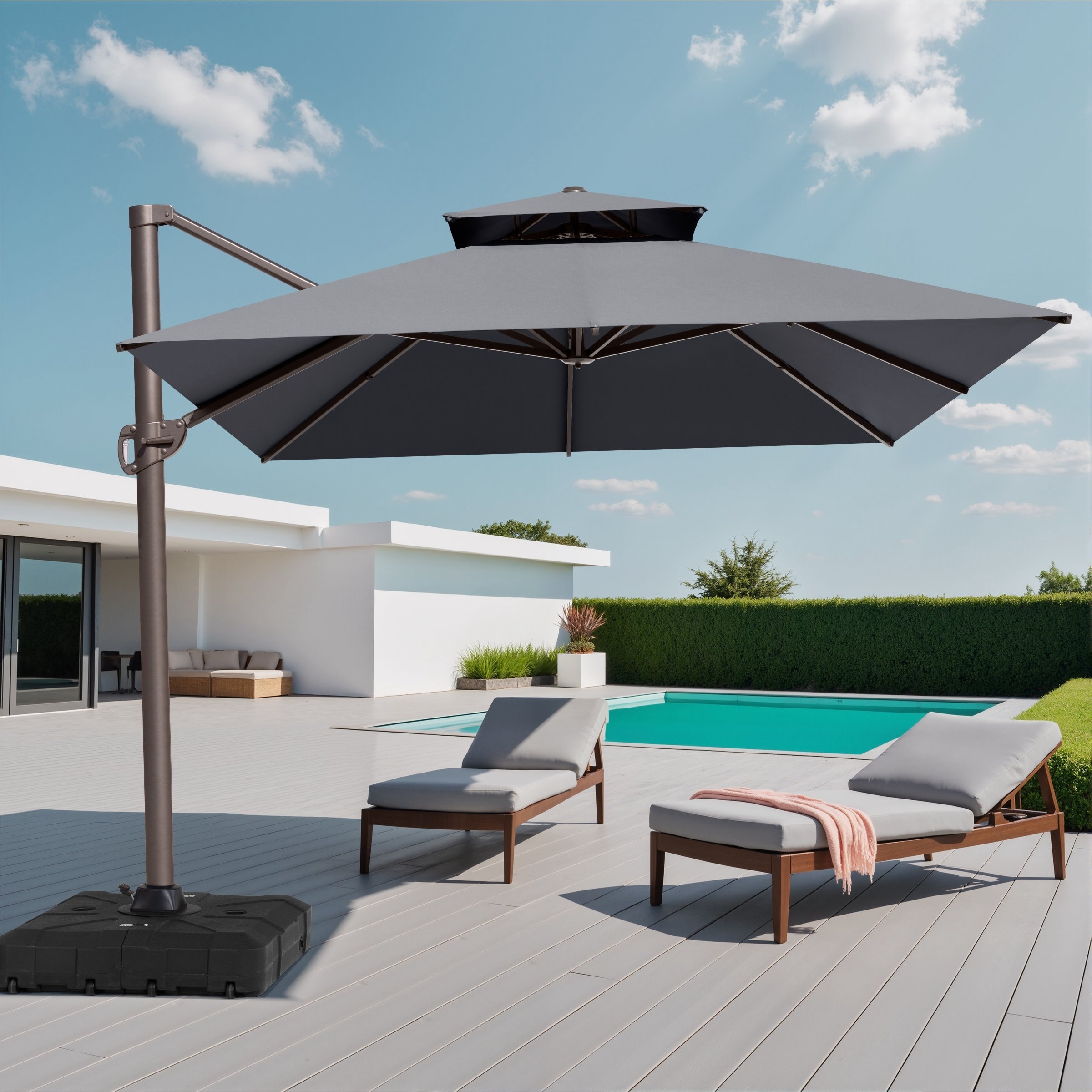 large red umbrella for patio Tangkula 13 ft Umbrella, Orange Full 360° rotation allow Group Category_Parasols & Parasol Bases belham living carlena all Size:175cm