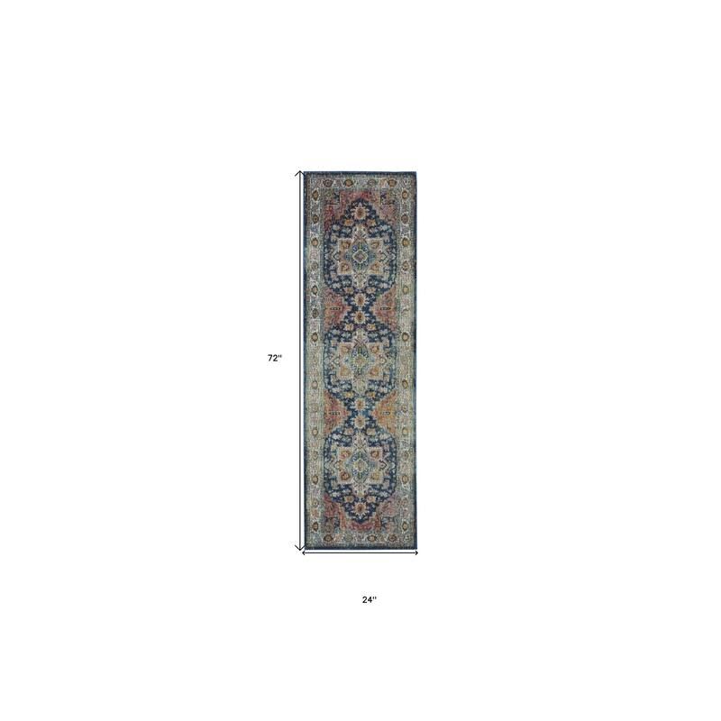 Power Loomed Distressed Abstract Floral Traditional Non Skid Area Rug - 72' X '24' X '0.5